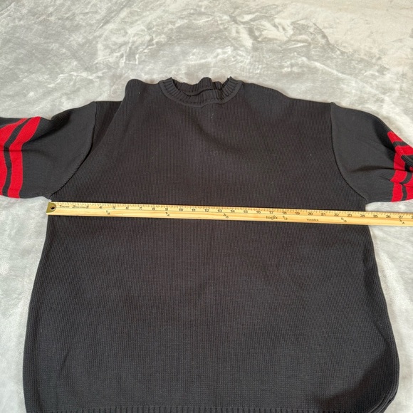 Varsity Striped Cotton Knit Sweater Mens XL Tall Fit (Estimated) Sample Black - Picture 7 of 9